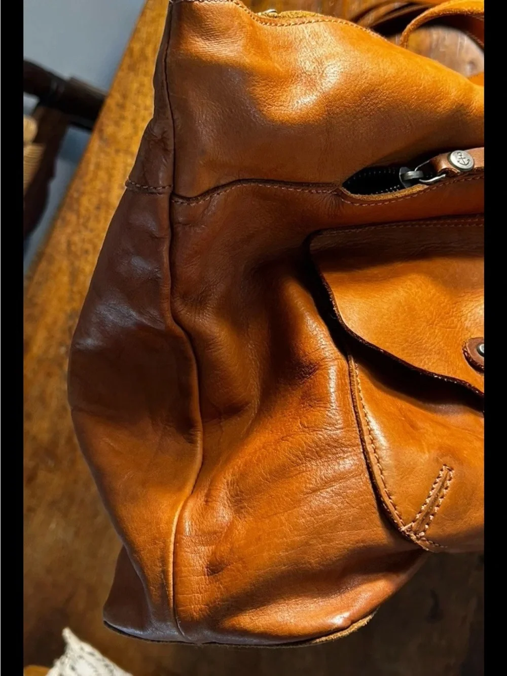 Harbor 2Nd Brown Leather XL Tote/Shoulder  Accent Rectangle Women